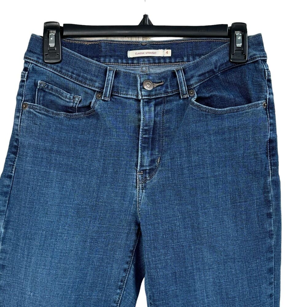 Levi’s Womens SZ 4 Classic Straight Jeans Mid-Rise Stretch Pockets Medium Wash - Picture 2 of 12